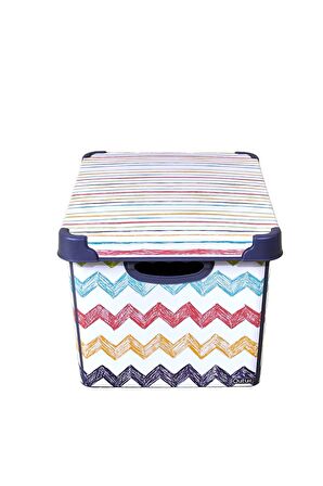 QUTU Style Box Colored Zigzag Plastik Dekoratif Kutu Seti - 2x 20 Litre