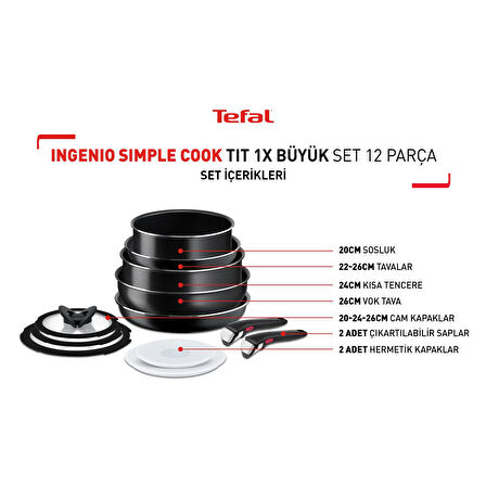 Titanyum Ingenio Simple Cook 1X Büyük Set - 12 Parça