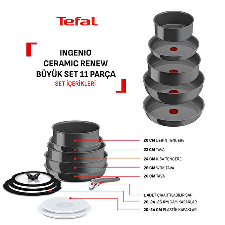 Ingenio Ceramic Renew 11 Parça İndüksiyonlu Tencere Tava Seti