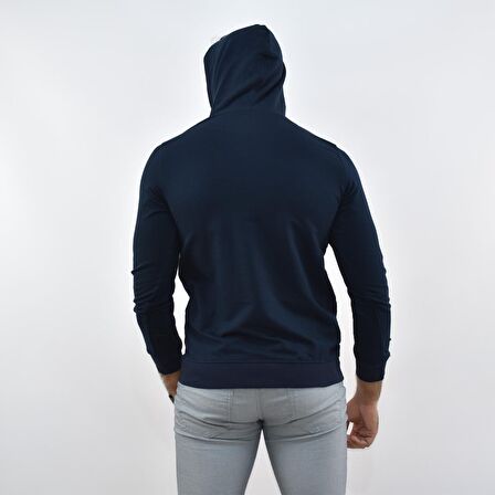 ZİDAN 4657  KAPŞONLU SWEATSHIRT- KANGURU CEPLİ BASİC - LACİVERT