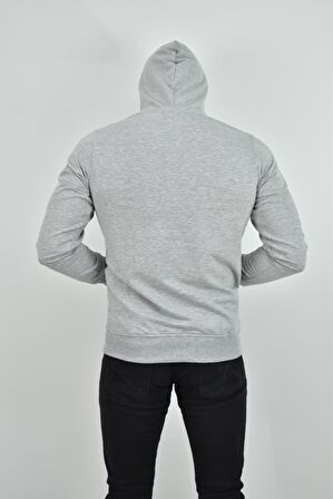 ZİDAN 4657  KAPŞONLU SWEATSHIRT- KANGURU CEPLİ BASİC - GRİ