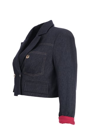 Naar Minimalist Crop Denim Ceket - 3/4 Kol, Çift Düğme - Günlük Şıklık