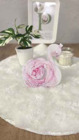 Pamuğum Atelier Kuğu Tasarım Kartlı 5 ml Krem Kutulu Doğum ve Doğum Günü Hediyeliği (15 Adet)