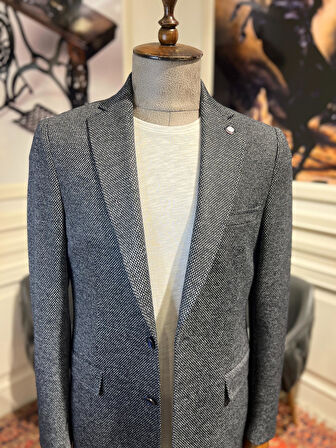 Guild Slim Fit Saraybosna Lacivert Örme Ceket