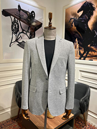Guild Slim Fit Saraybosna Gri Örme Ceket