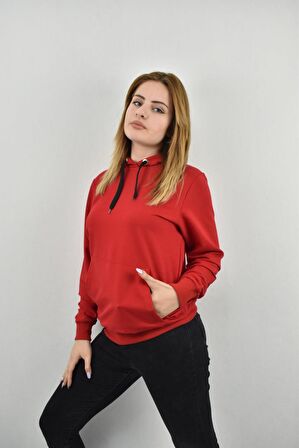 ZİDAN 490 KAPŞONLU KANGURU CEP İKİ İPLK KADIN SWEATSHIRT