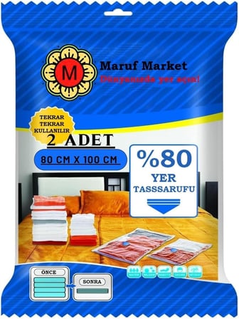 Beyyine Home Yüksek Kaliteli Vakumlu Hurc(XL)(2 ADET) 80 Cm X 100 Cm - Çevirmeli &amp; Mavi Kapak - Vakumlu Hurç