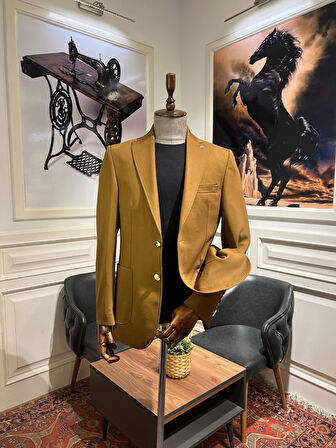 Guild Slim Fit Gümülcine Kahve Örme Torba Cep Ceket