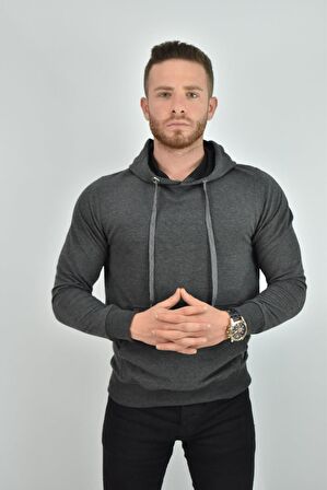 ZİDAN 4657  KAPŞONLU SWEATSHIRT- KANGURU CEPLİ BASİC