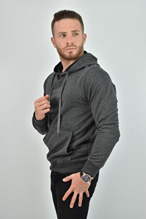 ZİDAN 4657  KAPŞONLU SWEATSHIRT- KANGURU CEPLİ BASİC