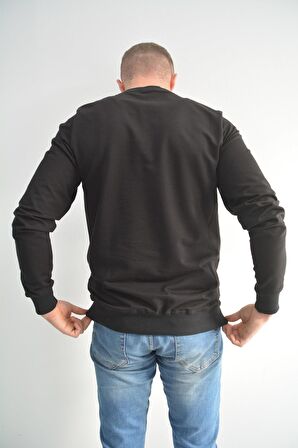 Zidan 507 0 Yaka Sade Erkek Sweatshirt