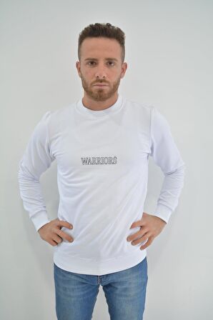 Zidan 509 0 Yaka Warriors Baskılı Erkek Sweatshirt