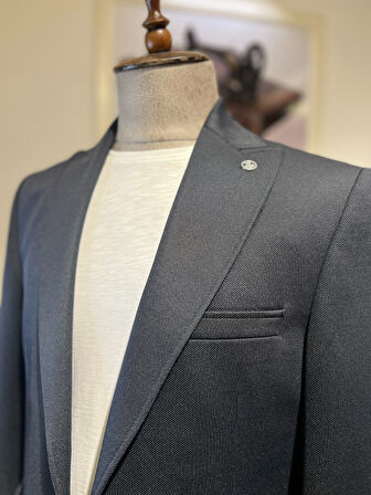 Guild Slim Fit Gümülcine Lacivert Örme Torba Cep Ceket