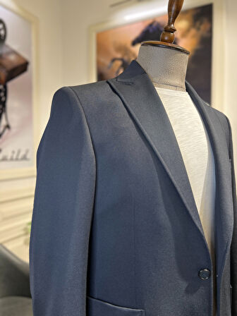 Guild Slim Fit Gümülcine Lacivert Örme Torba Cep Ceket