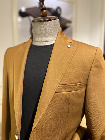 Guild Slim Fit Gümülcine Kahve Örme Torba Cep Ceket