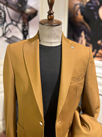 Guild Slim Fit Gümülcine Kahve Örme Torba Cep Ceket