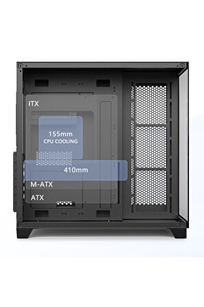 Gaming Boş Kasa Temperli Cam Şeffaf 42x28cm Bilgisayar Kasası 425x280x420mm 