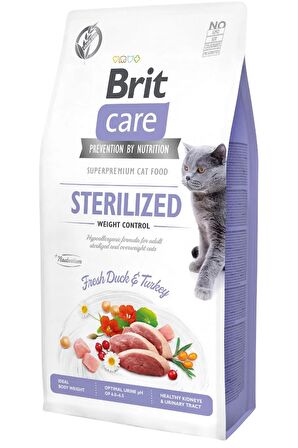 Brit care tahılsız sterilised kedi 7kg ördekli kısırlaştırılmış kedi maması kısır kedi kilo kontrolü