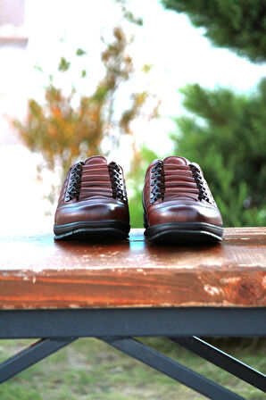 Erkek Kışlık Sportif Kundura Hakiki Deri  Kauççuk Taban Bağlı ve Ortobetik Kaymaz Taban