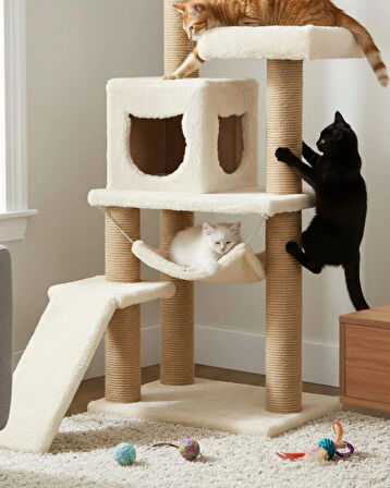 Reyo Pet Kedi Tırmalama Kulesi Platformlu 124 cm