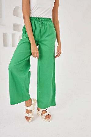 KADIN BELİ LASTİKLİ RAHAT KALIP PAMUK GABARDİN PANTOLON