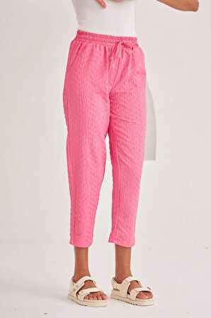 KADIN GEOMETRİK DESENLİ RAHAT KALIP KUMAŞ PANTOLON