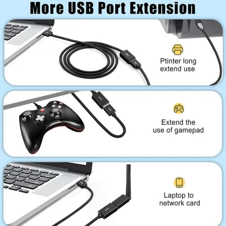 Rope 5Gbps Hızlı Veri Aktarımı USB 3.0 Erkek Dişi Uzatma Kablosu Halat Örgülü (5 Metre)