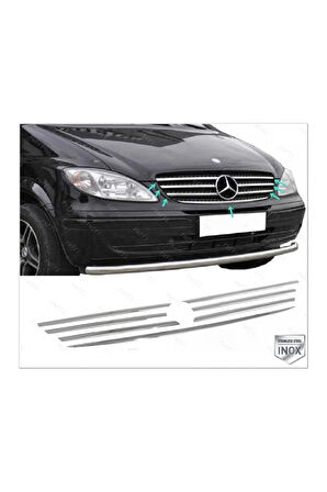 Mercedes Vito W639 Uyumlu  Krom Ön Panjur 7 Parça 2003-2010 Paslanmaz Çelik