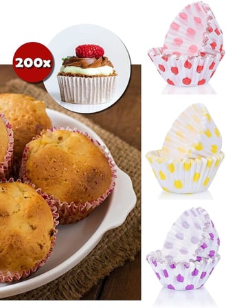ARVALE 200'lü Muffin Browni Cupcake Kağıdı Kek Kalıbı Desenli (2 Paket)