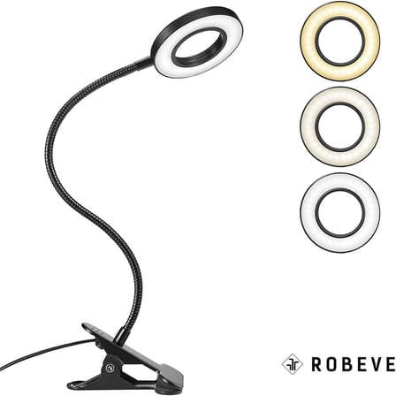 Robeve Akrobat Masa Lambası Usb Girişli Göz Koruyucu Klipsli Masaya Sabitlenen Ayarlanabilir İşık Seviyesi Çok Fonksiyonlu Led Masa Lambası Sarı Beyaz Gün İşığı 3 Modlu Masa Lambası Çalışma Lambası