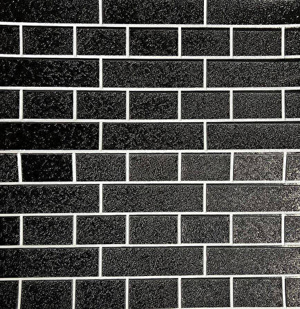 70x70cm 1 Adet Yapışkanlı Beyaz Derzli Siyah Tuğla Desen Hol Salon Mutfak Duvar Kağıdı Paneli NW150
