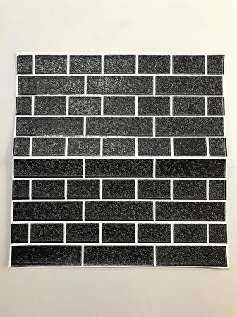 70x70cm 1 Adet Yapışkanlı Beyaz Derzli Siyah Tuğla Desen Hol Salon Mutfak Duvar Kağıdı Paneli NW150