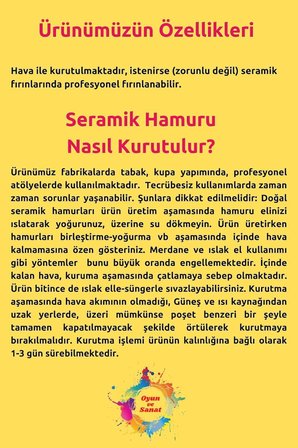 Beyaz Seramik Hamuru, Doğal Kil Çamuru, Oyun Hamuru, 5 Kg, Çamur Kesme Teli-ipi beyaz
