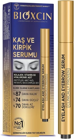 Bioxcin Kaş ve Kirpik Serumu – BioComplex B11, Hyaluronik Asit, Hint Yağı ve Peptit İçerikli – Gürleştirici ve Uzatıcı Etki – 10 ml