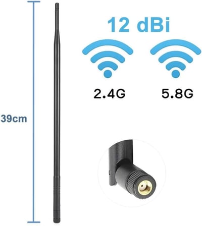 Alkatronik 12dbi 39cm Anten Rp Sma Erkek (DİŞİ) 2.4ghz 5.8ghz Dual Band Rf Gsm Wifi Sinyal Kuvvetlendirici