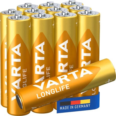 VARTA Longlife AAA Alkalin İnce Pil, LR03, 1,5 V, 12'li Paket