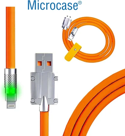 Ios Iphone Ipad uyumlu Lightning Metal Başlıklı 120W 3.4A Hızlı şarj Kablosu Turuncu-AL4387