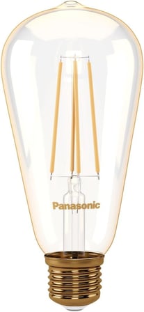 Panasonic E27 Dim Edilebilir Filaman ST64 Lamba 7W 630LM 2000K Gold