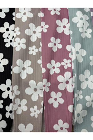 Kışlık Şardonlu Çiçek Baskılı Kız Çocuk Fitilli  Tayt 4'lü Set