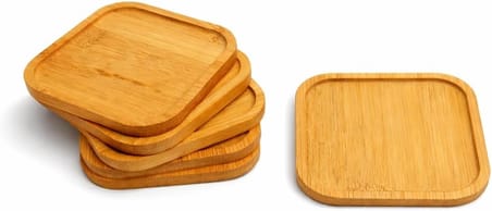 6’lı Kare Bambu Bardak Altlığı Seti 10 cm– Kaymaz, Dayanıklı, Şık Tasarım, Sunumluk