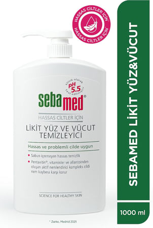 Sebamed Hassas Ciltler İçin Pentavitin İçerikli Nemlendirici Etkili Yüz ve Vücut Temizleme Jeli 1000 ml
