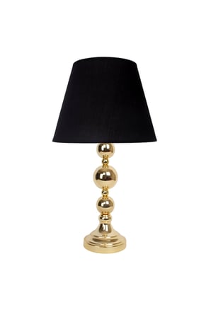 Siyah Kumaş Başlıklı Metal Toplu Gold Ayaklı Modern Abajur 60x25cm