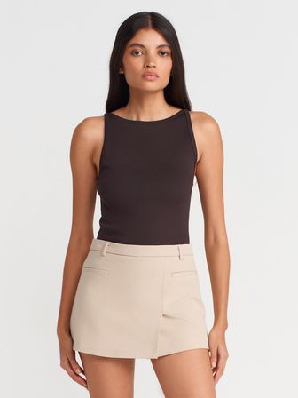 Halter Yaka Top-Toz Acı Kahve