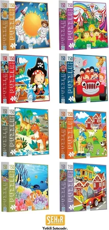 150 Parça Canlı Desenli 34x24cm Çocuk Puzzle Yapboz Serisi (Uzay)