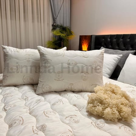 Kapitoneli%100 Merinos Boncuk Yün Yastık Seti 2 Adet