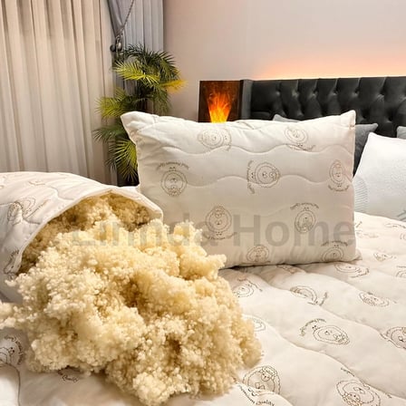 Kapitoneli%100 Merinos Boncuk Yün Yastık Seti 2 Adet