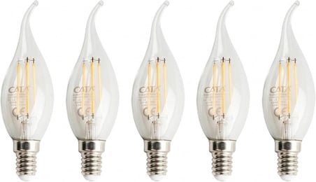 AmberLED 10 Adet Kıvrık Buji Ampul 4W Şeffaf Filament Rustik LED Ampul – E14 Duy, 3200K Günışığı Işık - Cata - Avize Ampulü