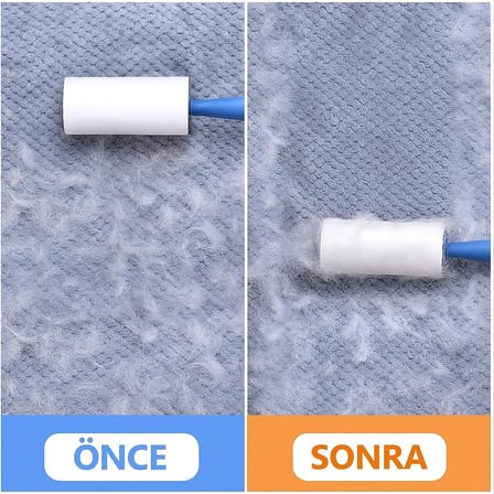 SOGUD Tüy Toplayıcı Set 6 Rulo + 1 Sap – Toplam 360 Yaprak – Kedi Köpek Tüyü ve Toz Temizleyici – Giyim, Koltuk, Halı ve Araç Koltuğu İçin Güçlü Yapışkanlı Ekonomik Paket