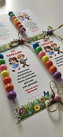 🎁 "İyi Tatiller! ✨ Kaleminiz Küçüldükçe Siz Büyüdünüz! 🖊️🎉 Öğretmenimize Özel İsim Yazılı Kalem 🎓 (5 ADET)