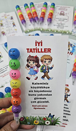 🎁 "İyi Tatiller! ✨ Kaleminiz Küçüldükçe Siz Büyüdünüz! 🖊️🎉 Öğretmenimize Özel İsim Yazılı Kalem 🎓 (10 ADET)